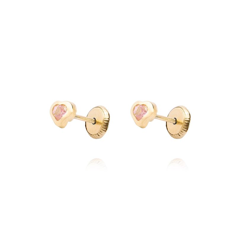 JB JOYAS BARON - Aros de Oro 9kt Corazón Fluido Rosa Francia