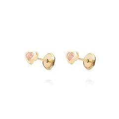 JB JOYAS BARON - Aros de Oro 9kt Corazón Fluido Rosa Francia