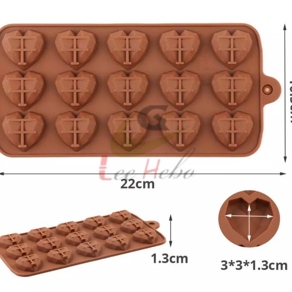 GENERICO - Molde Silicona Para Chocolate Forma Corazones Geometricos