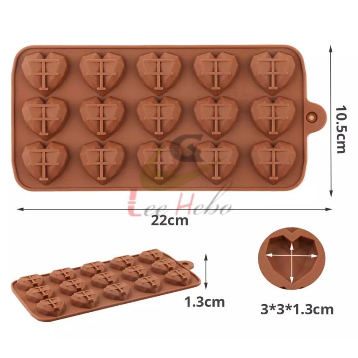 GENERICO - Molde Silicona Para Chocolate Forma Corazones Geometricos