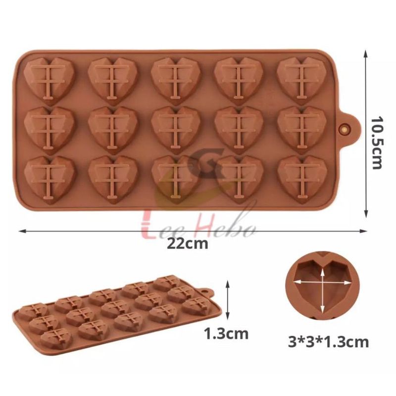 GENERICO - Molde Silicona Para Chocolate Forma Corazones Geometricos