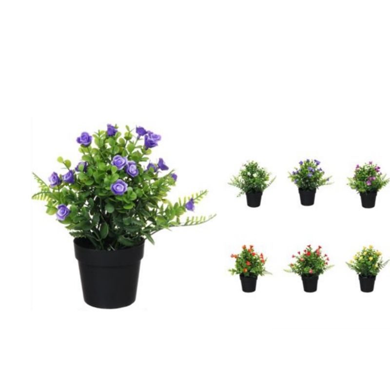GENERICO - SET X 3 MINI MACETA CON FLORES DECORATIVO ARTIFICIAL 23x6CM C00237 Colores