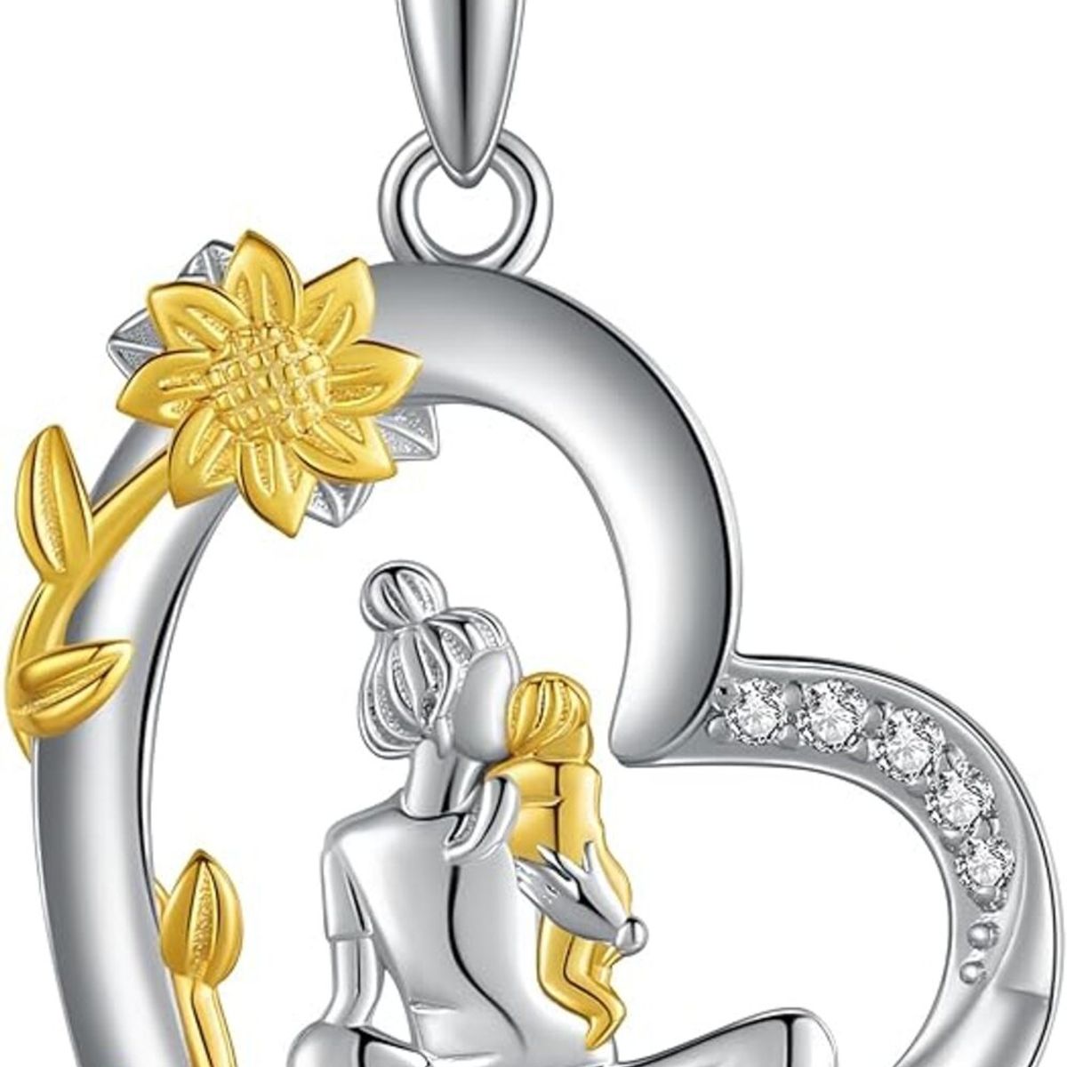 GENERICO - Collar mamá bebé girasol plata 925