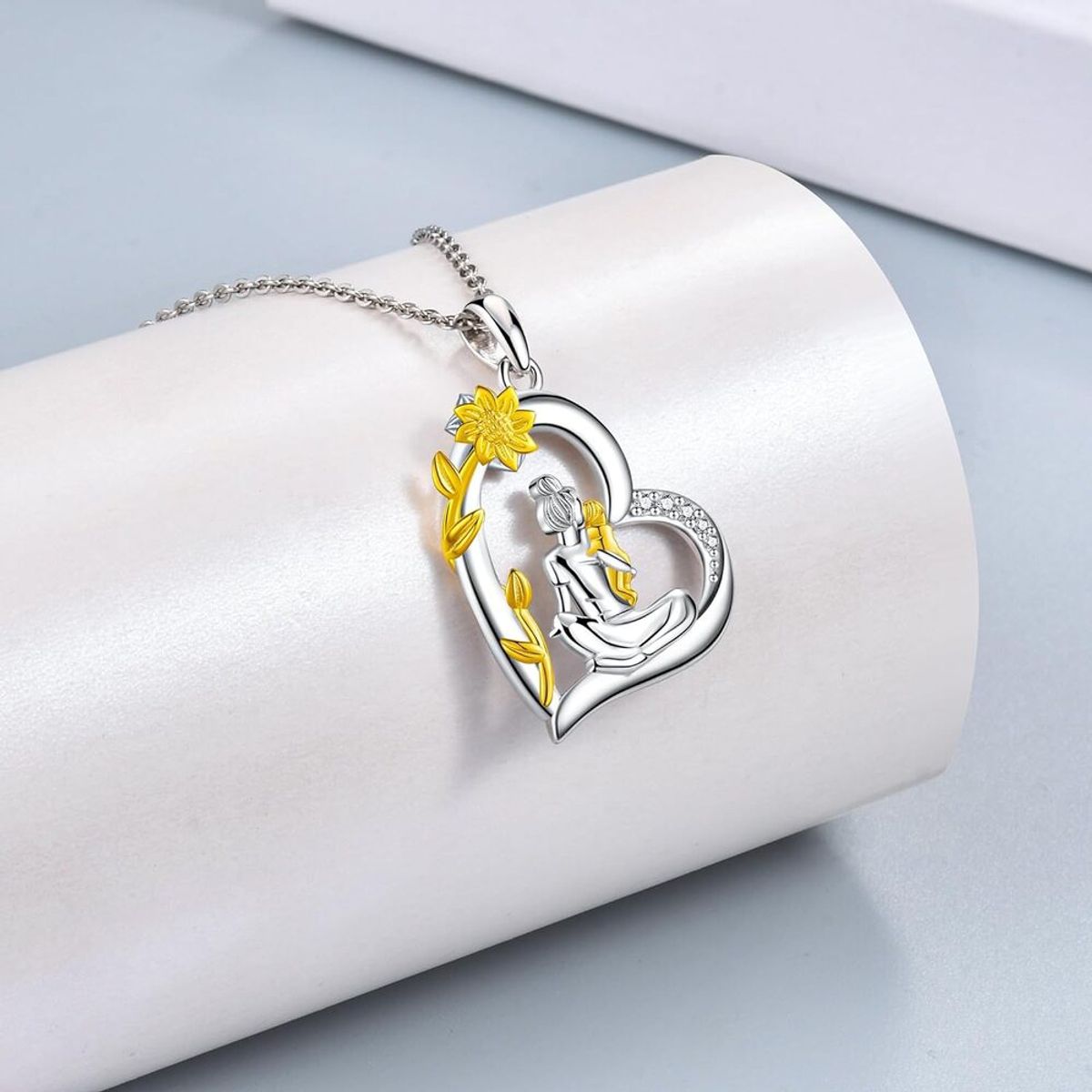 GENERICO - Collar mamá bebé girasol plata 925