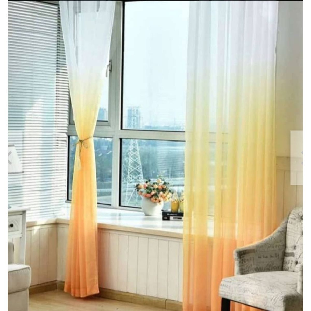 GENERICO - Pack de Cortinas Visillo-velo Clásico Liso 2 Paño 140x230cm