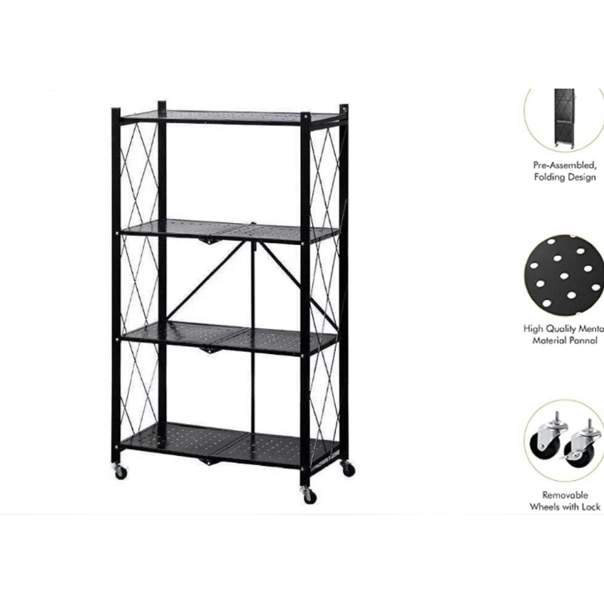 GENERICO - Estante Móvil Carrito Organizador Multiuso De 4 Niveles Con Ruedas…