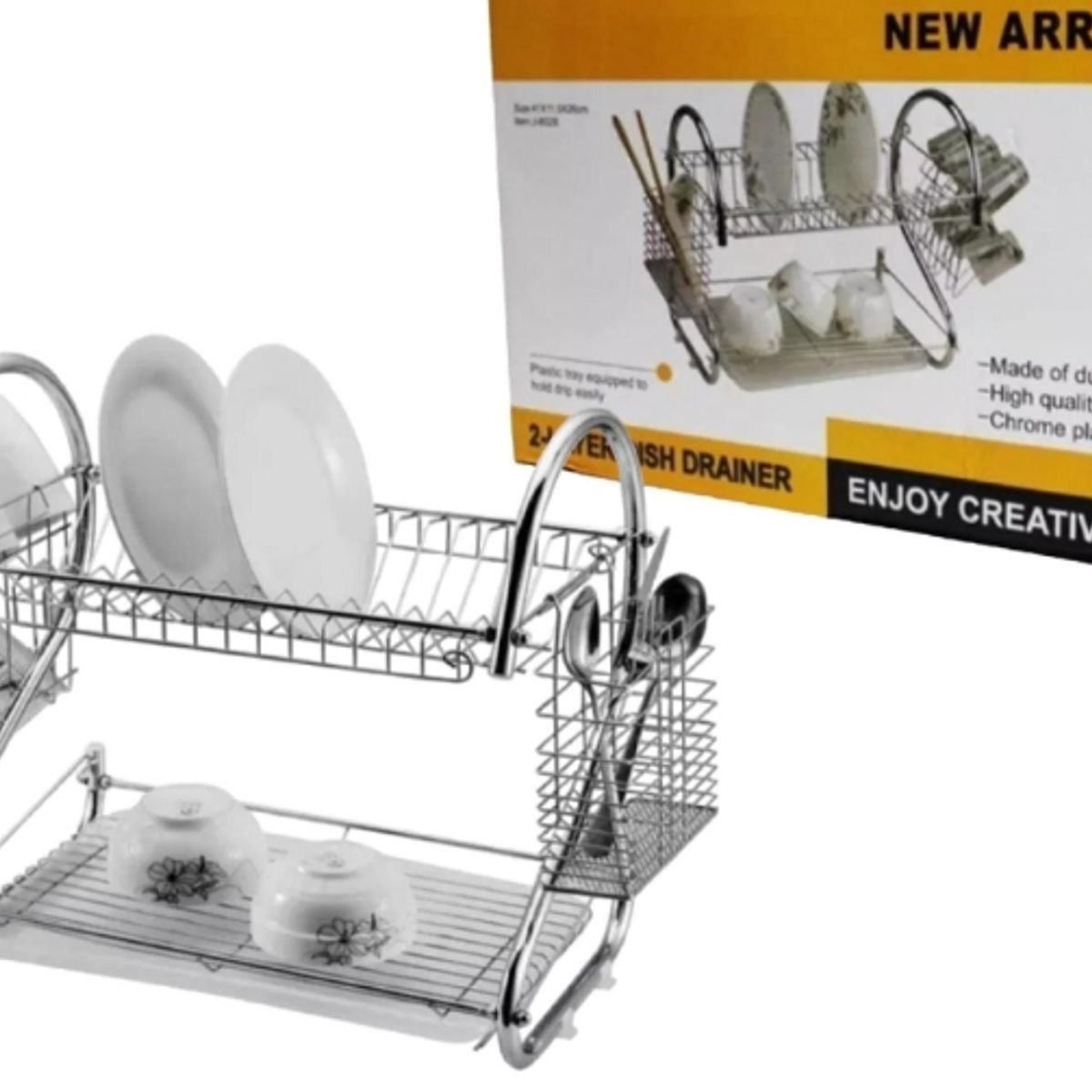 GENERICO - Escurridor de platos 2 niveles Acero Inoxidable