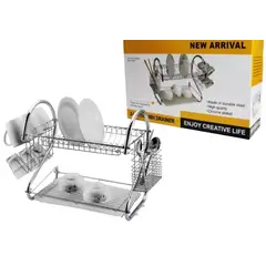 GENERICO - Escurridor de platos 2 niveles Acero Inoxidable