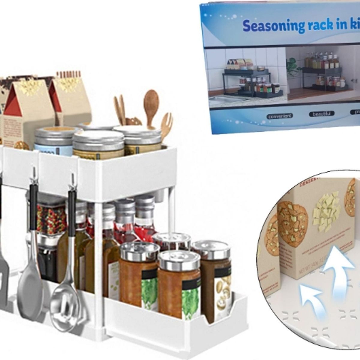 GENERICO - Estante De Almacenamiento De Condimentos Multifuncional Blanco…