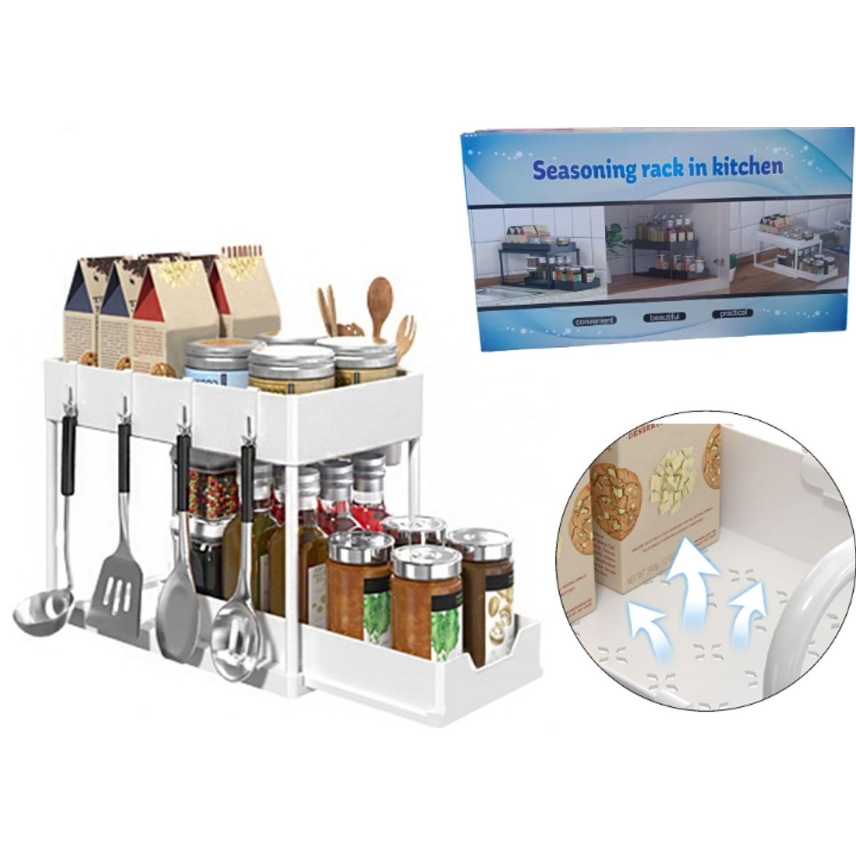 GENERICO - Estante De Almacenamiento De Condimentos Multifuncional Blanco…