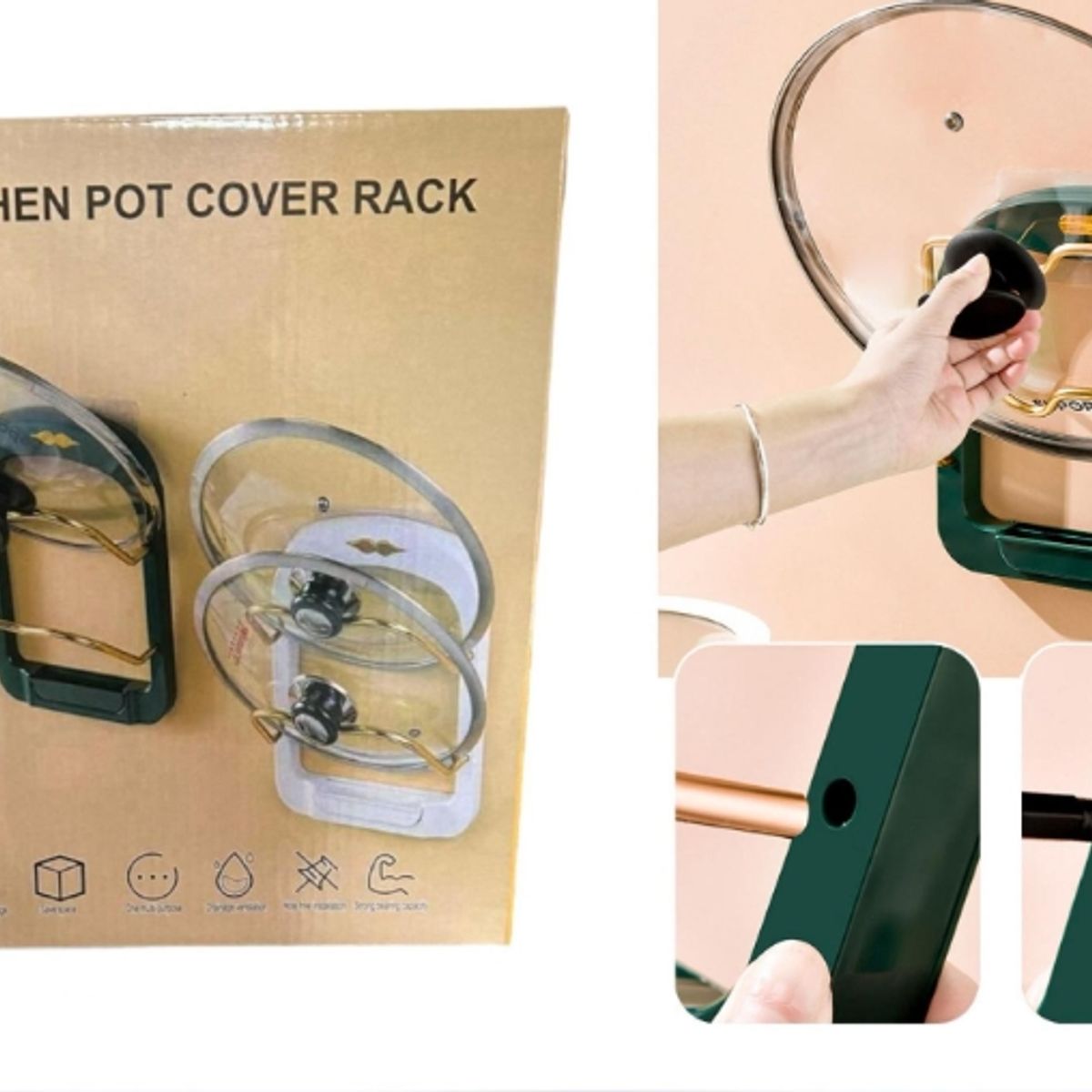 GENERICO - Rack Organizador De Ollas Para Pared Negro