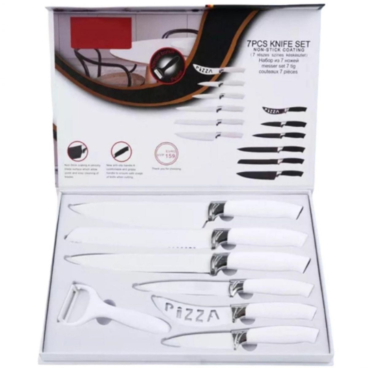 GENERICO - Set de Cuchillos De Cocina Acero Inoxidable 7PCS Blanco