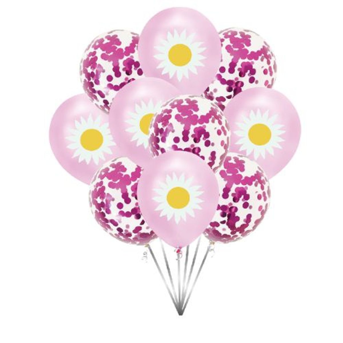 GENERICO - Globos Con Dibujo Flores Color Rosa 10 Unidades