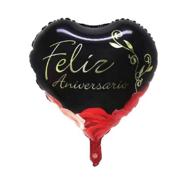 GENERICO - Globo Diseño Corazon Negro 1 Unidad 45X45 Cm