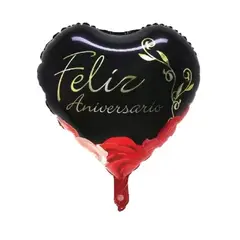 GENERICO - Globo Diseño Corazon Negro 1 Unidad 45X45 Cm