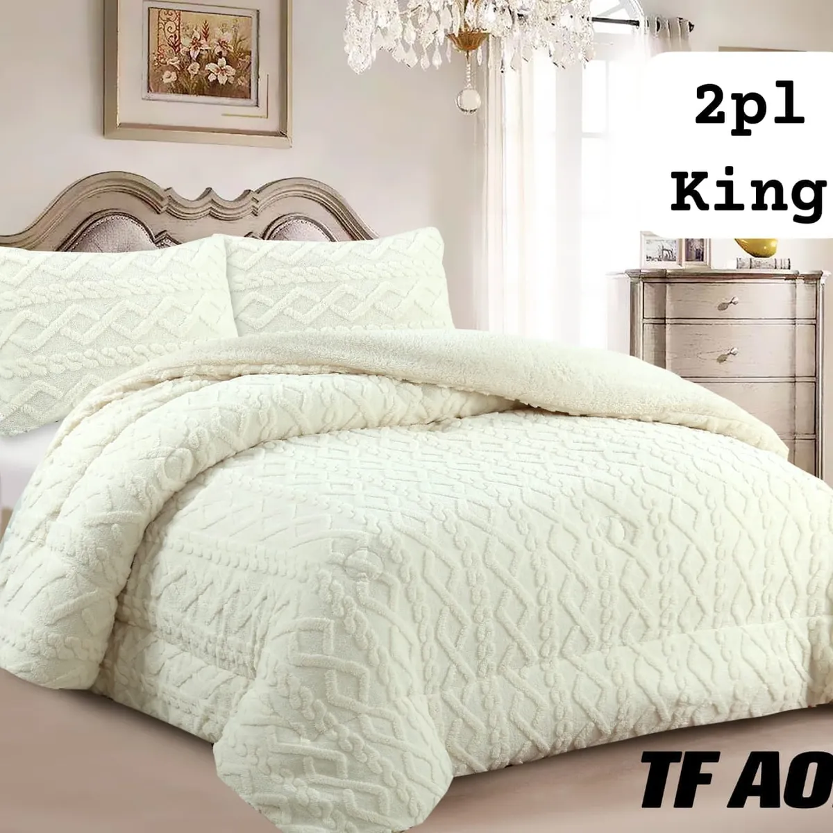 GENERICO - Cobertor  invierno texturizado con chiporro 2 plazas