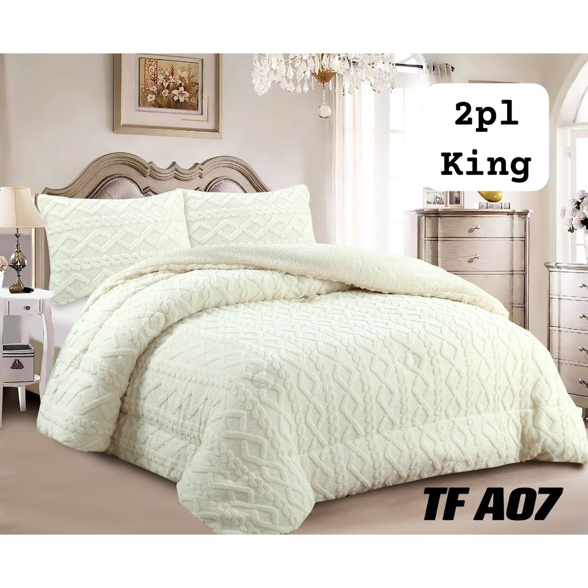 GENERICO - Cobertor  invierno texturizado con chiporro 2 plazas