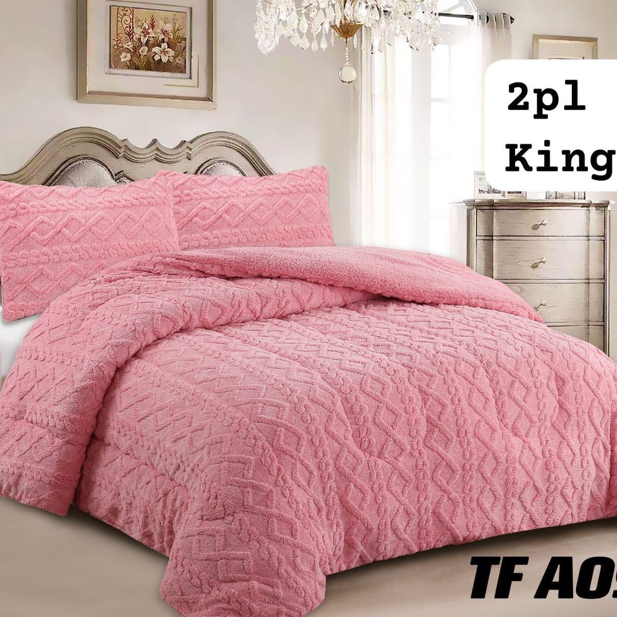 GENERICO - Cobertor  invierno texturizado con chiporro 2 plazas