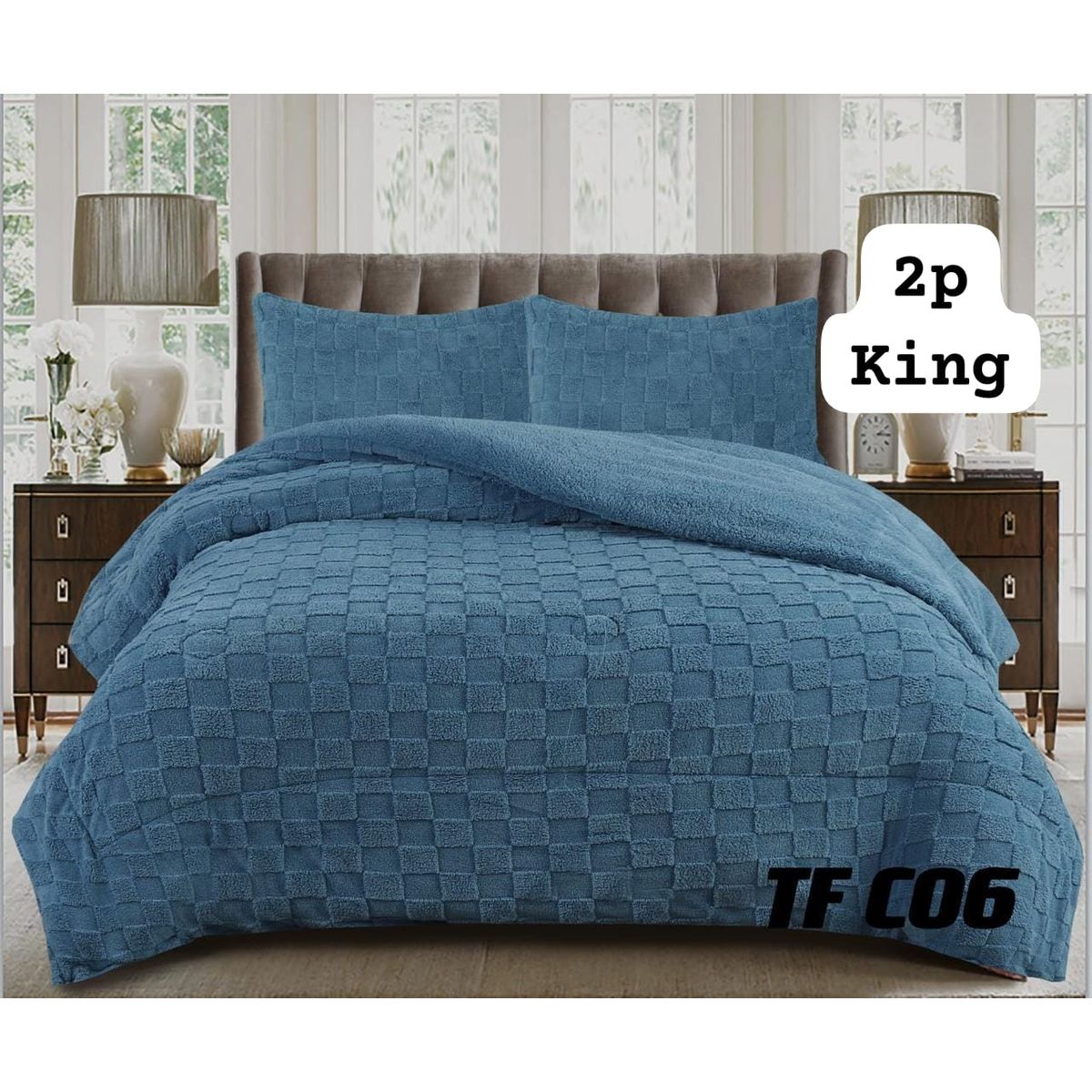 GENERICO - Cobertor  invierno texturizado con chiporro 2 plazas