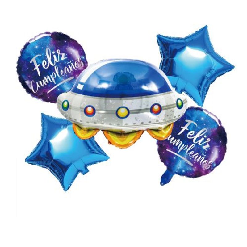 GENERICO - Globos Varios Diseños Azul Nave 5 Unidades