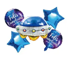 GENERICO - Globos Varios Diseños Azul Nave 5 Unidades
