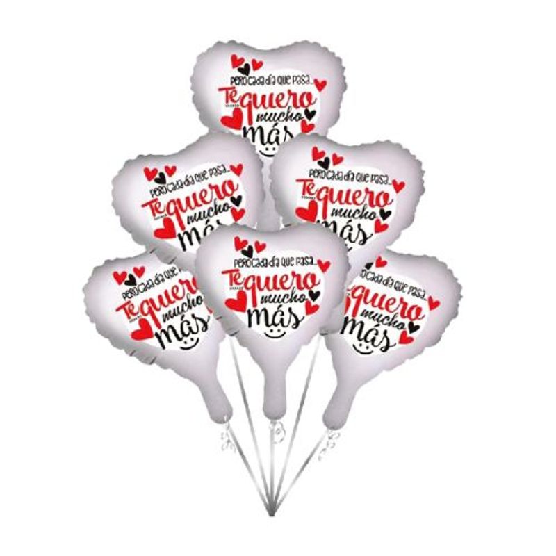 GENERICO - Globos Corazones Blanco 6 Unidades 25X25 Cm