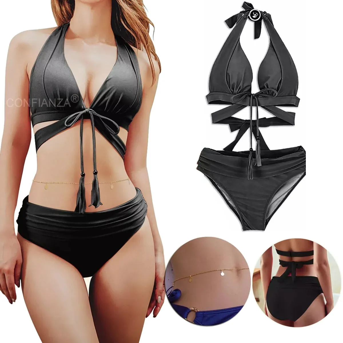 EDWINAYY - Bikini Mujer Bikini Tiro Alto Traje De Ba?o Mujer