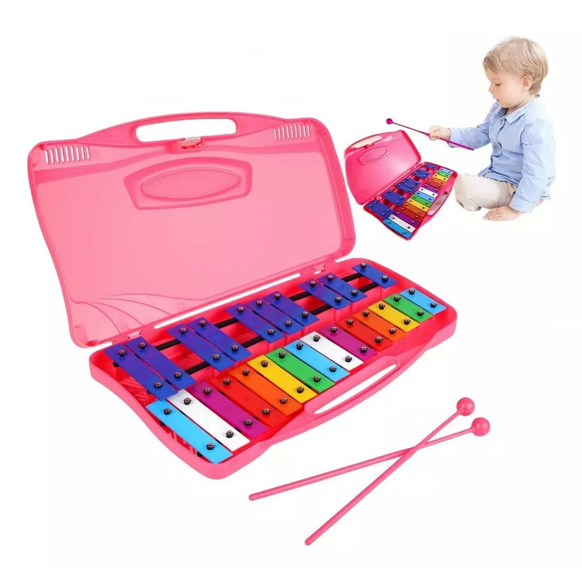 EVERSO - Metalofono Cromatico 25 Notas Infantil Escolar Pre Escolar.