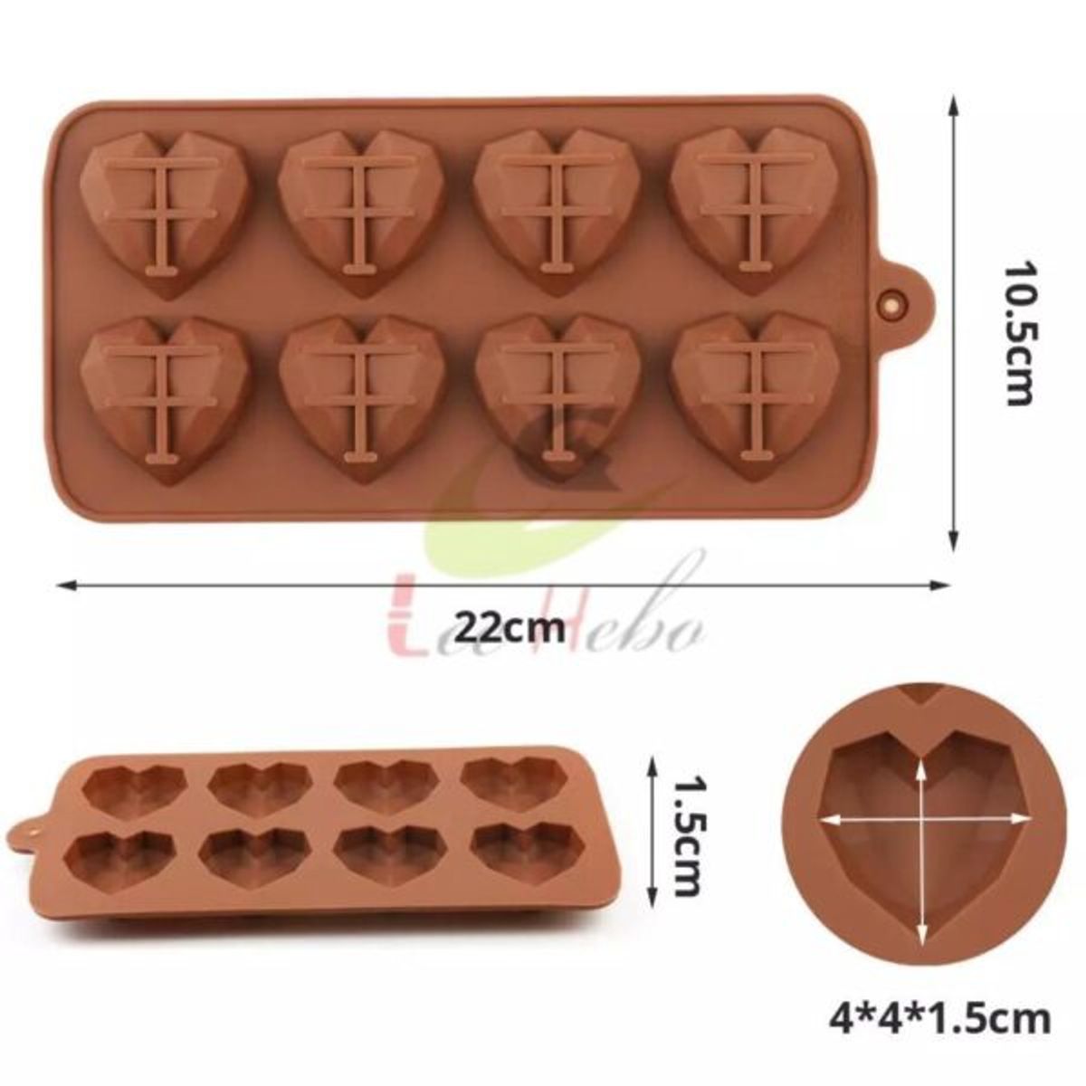 GENERICO - Molde Silicona Para Chocolate Forma Corazones Geometricos