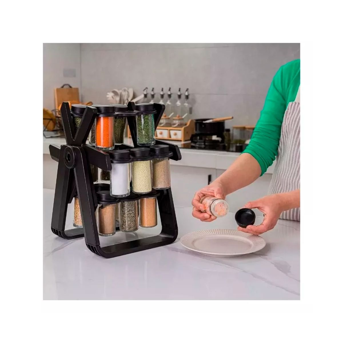 GENERICO - Rack Especiero Condiméntero 18 Frascos Multiuso Giratorio