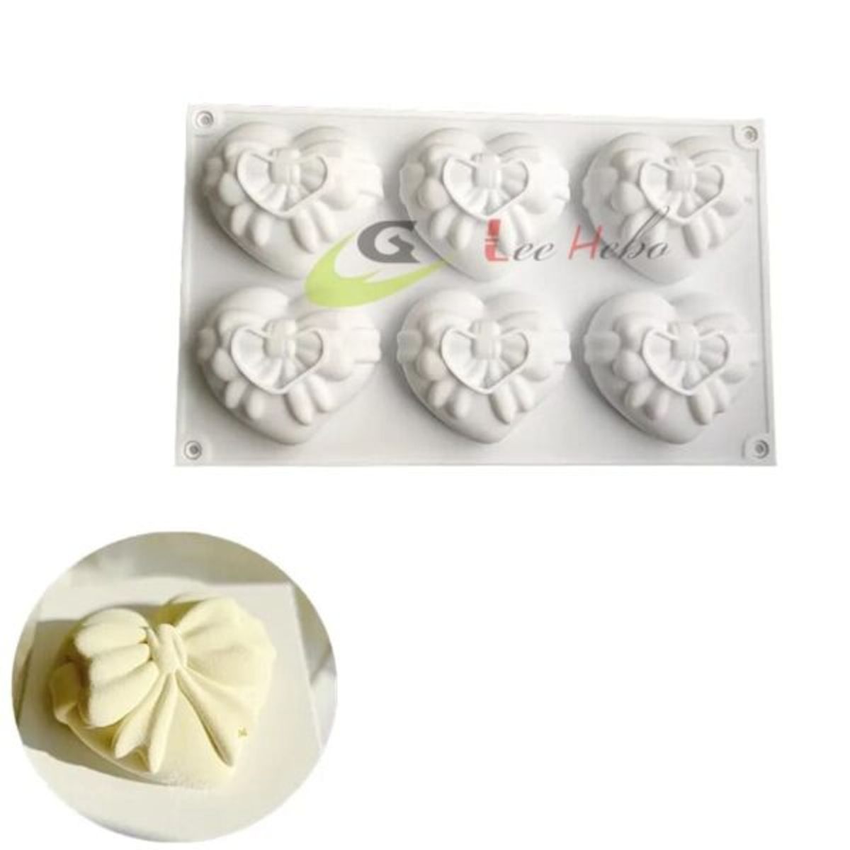 GENERICO - Molde Silicona Para Chocolate Forma Corazon Con Lazos_