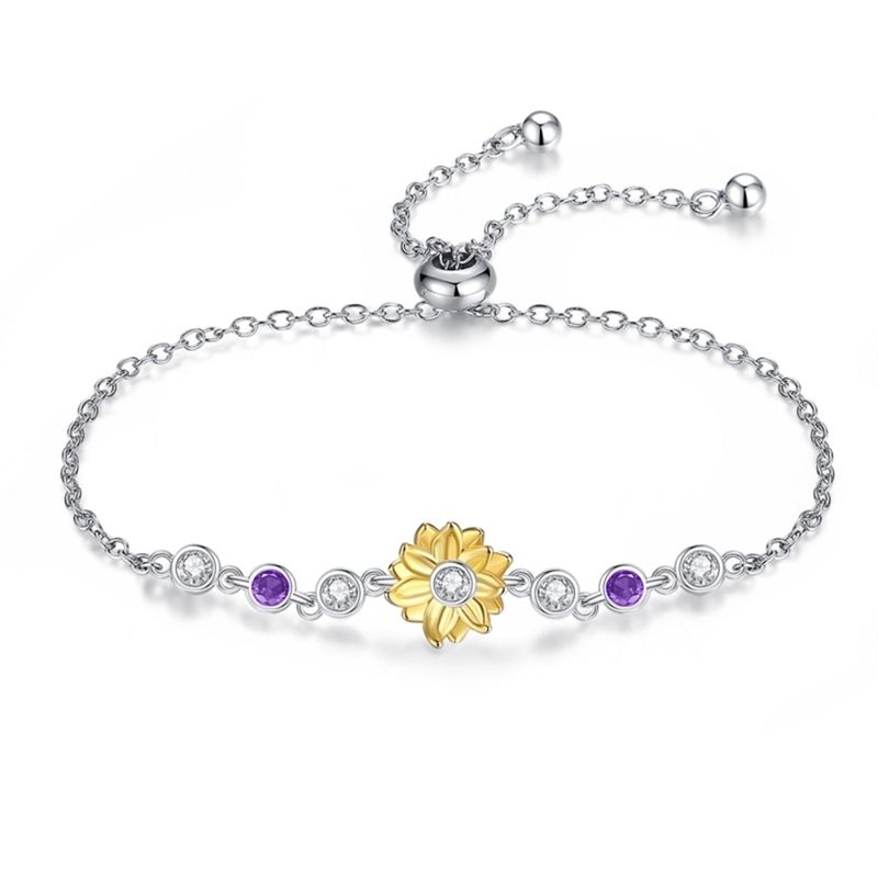 GENERICO - Pulsera girasol amatista plata 925 mujer regalo joya