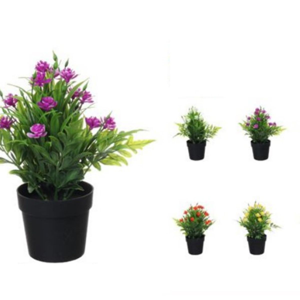 GENERICO - SET X 3 MINI MACETA CON FLORES DECORATIVO ARTIFICIAL 23x6CM C00232 Colores