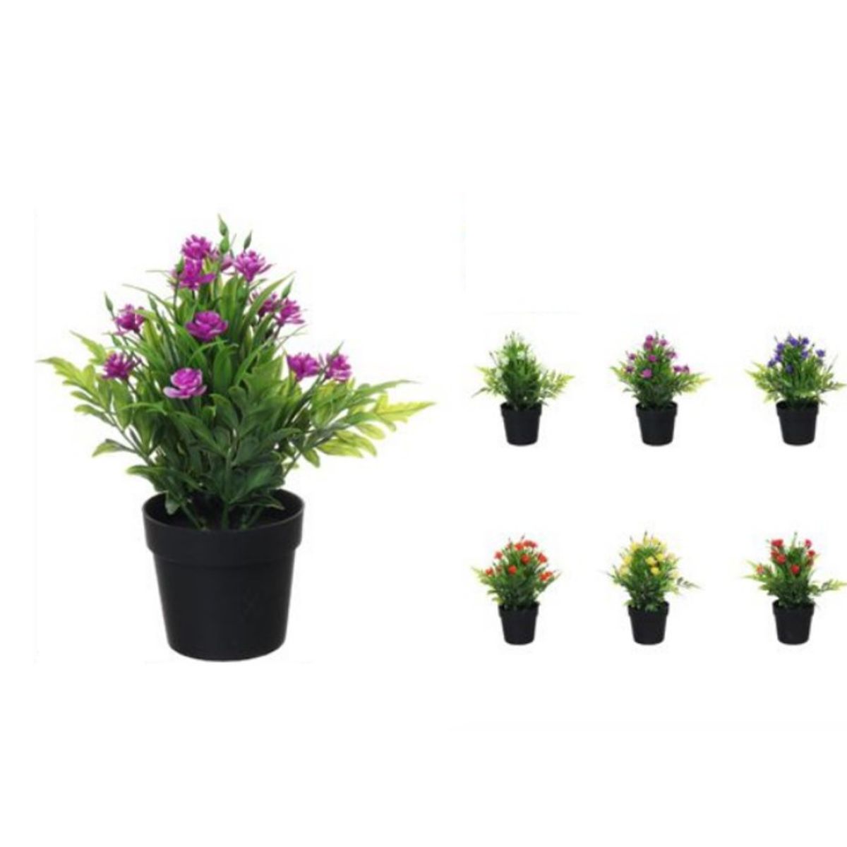 GENERICO - SET X 3 MINI MACETA CON FLORES DECORATIVO ARTIFICIAL 23x6CM C00232 Colores