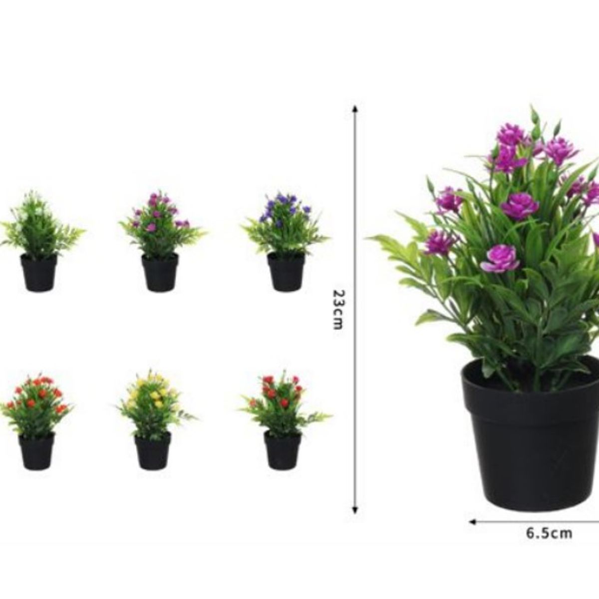 GENERICO - SET X 3 MINI MACETA CON FLORES DECORATIVO ARTIFICIAL 23x6CM C00232 Colores