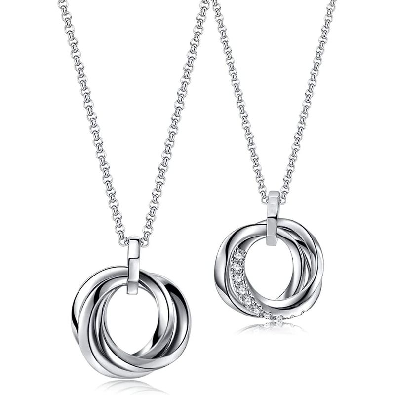 GENERICO - Collar parejas argollas Plata 925 ilusión