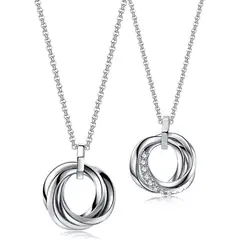 GENERICO - Collar parejas argollas Plata 925 ilusión