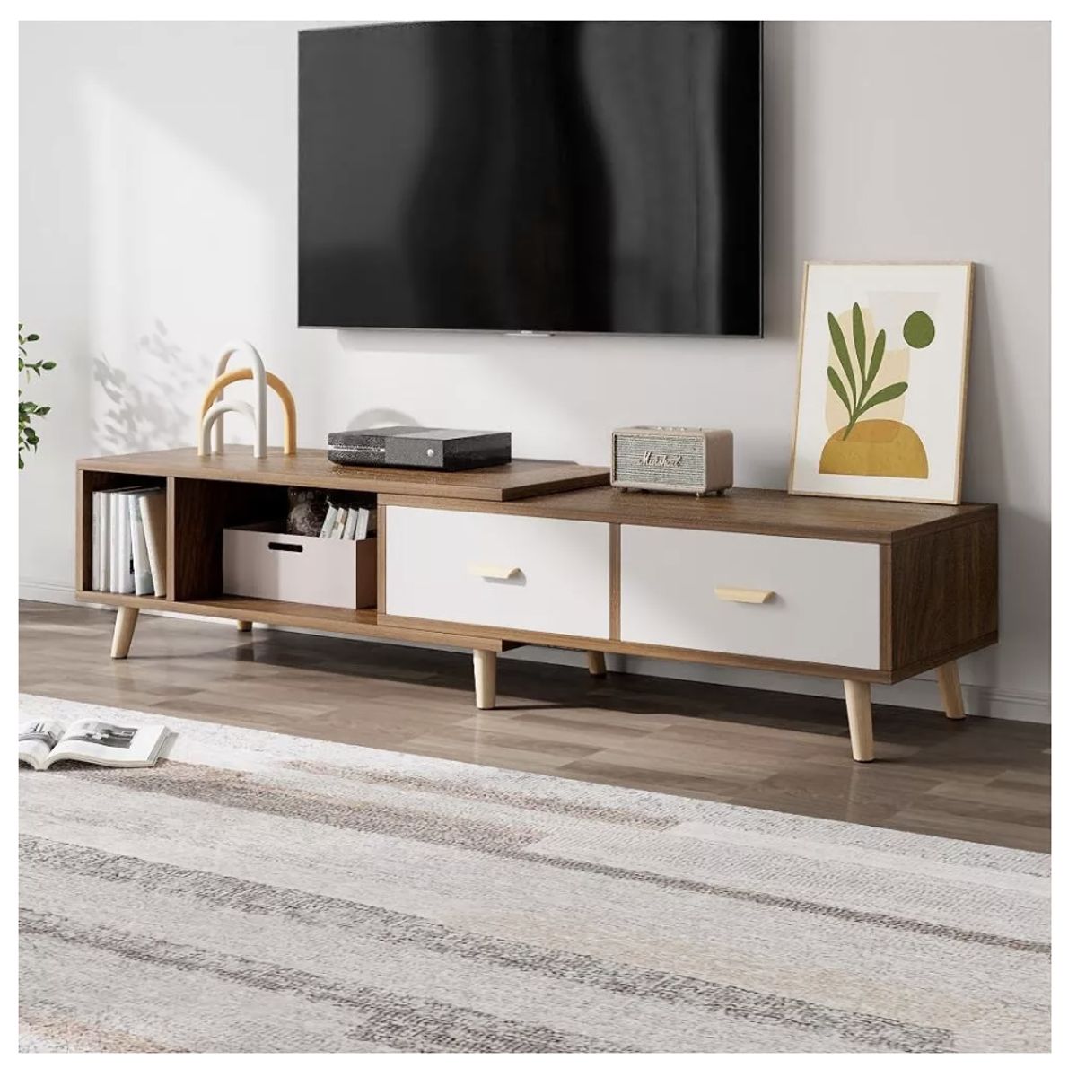 HOMER DESIGN - Rack Tv Ancho Extendible 120-198cm 2 Tiras Vanguardia Homer