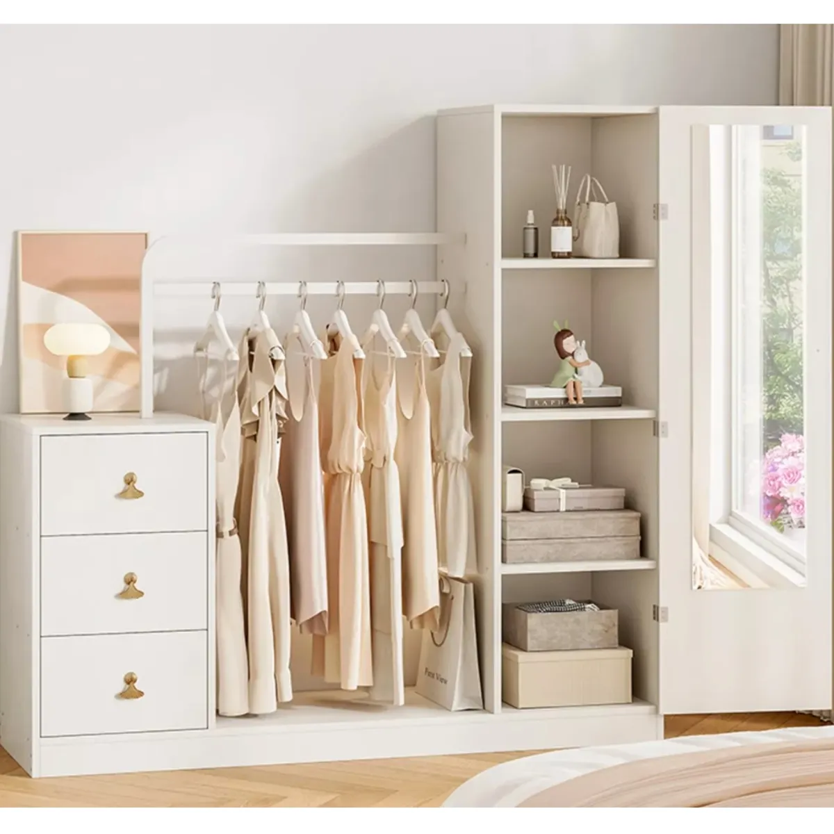 HOMER DESIGN - Closet Mueble Para Dormitorio Organizador De Ropa Con Espejo