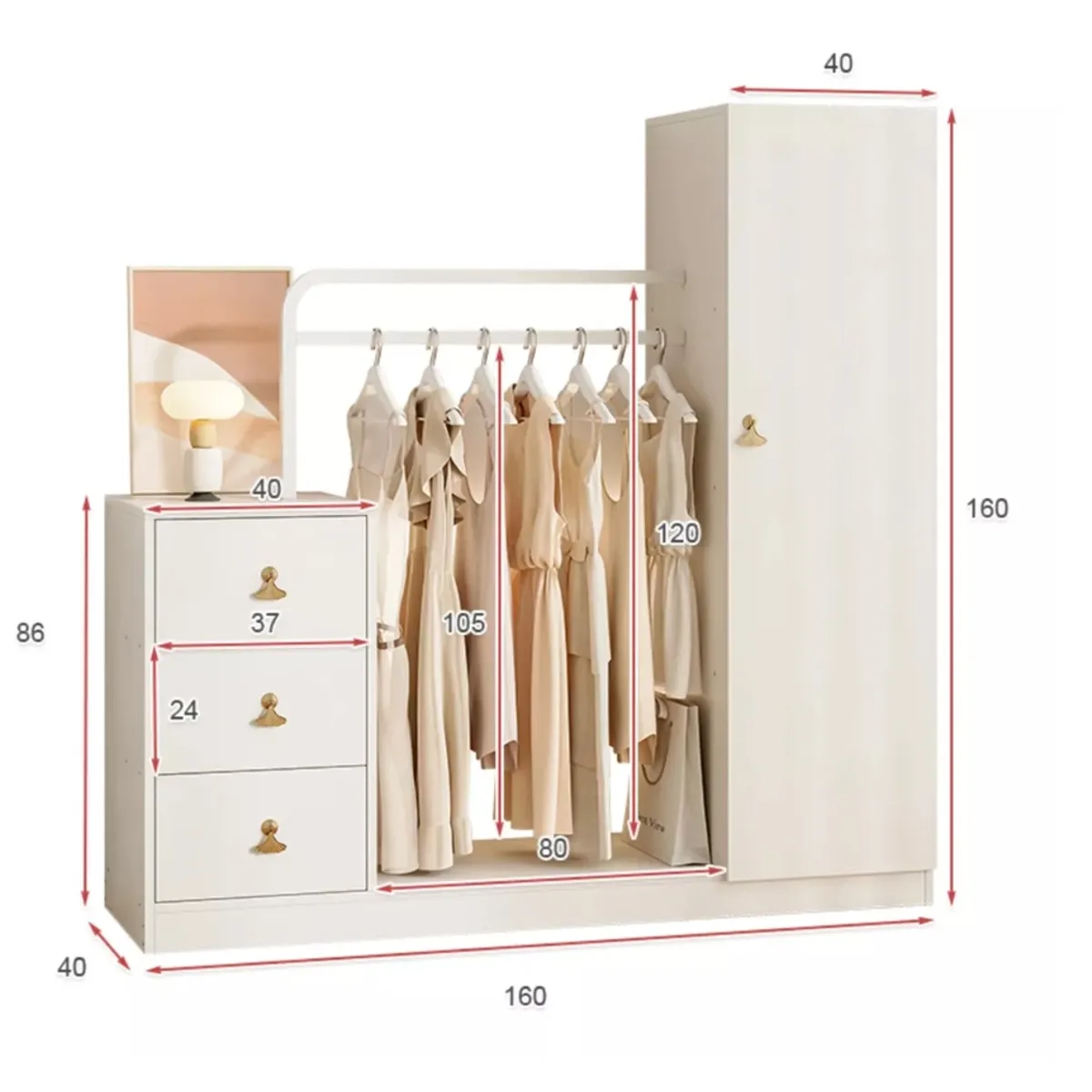 HOMER DESIGN - Closet Mueble Para Dormitorio Organizador De Ropa Con Espejo