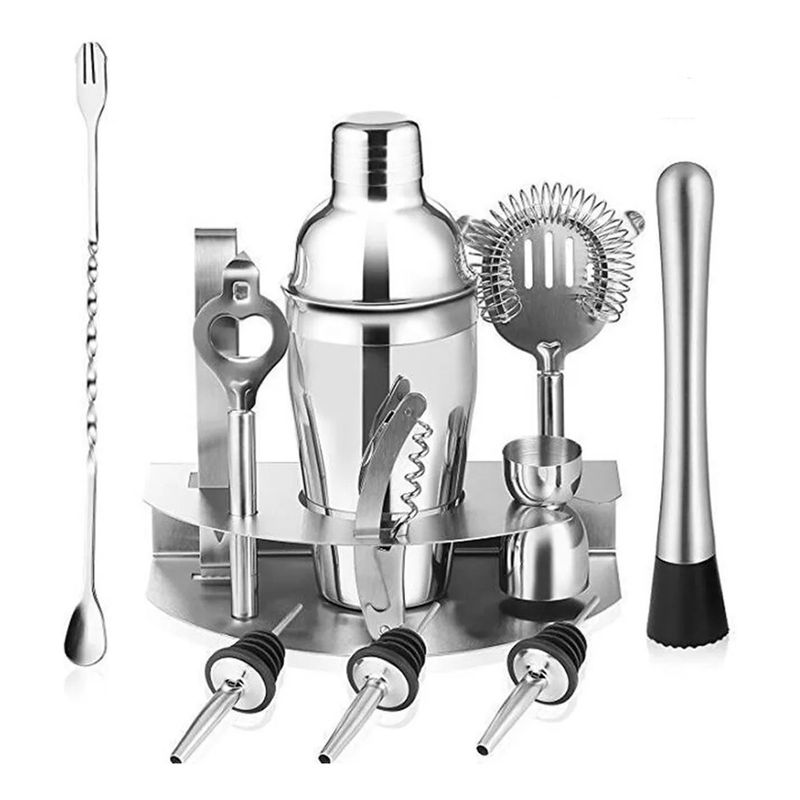 GENERICO - Set 12 Piezas Coctelería Bartender Tragos Acero Inoxidable