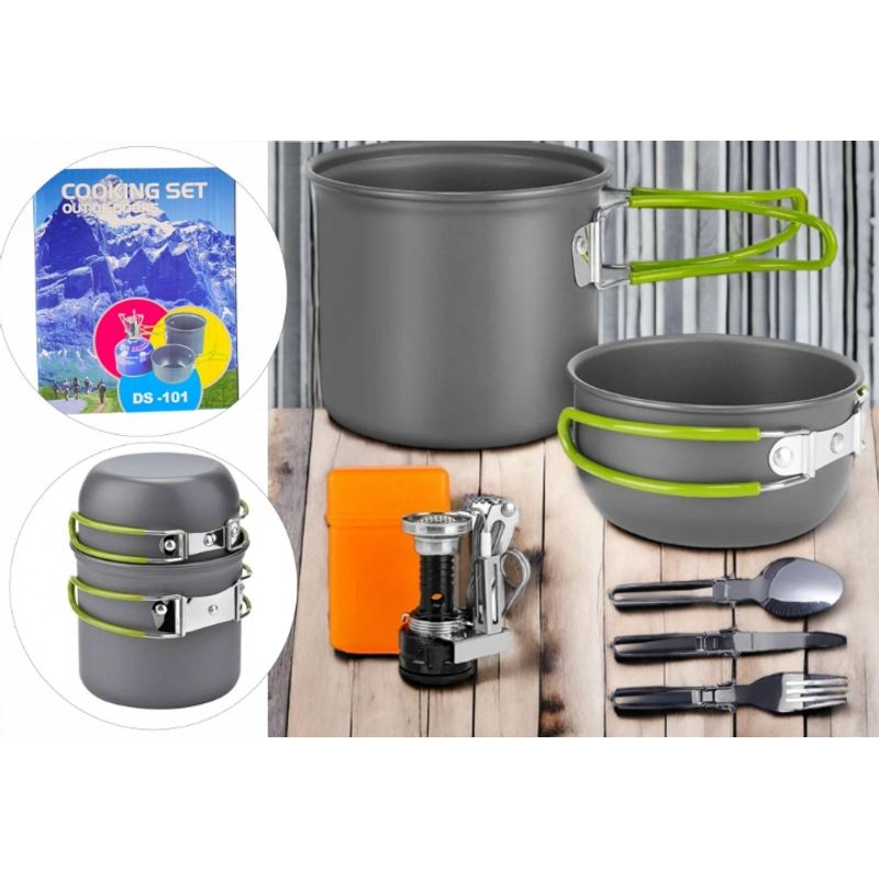 GENERICO - Set Ollas Kit Camping 5 Piezas Ultraligero