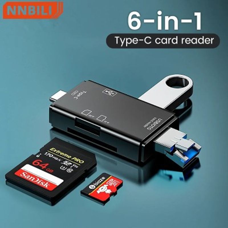 GENERICO - Lector de tarjetas  3.0 6en1 OTG