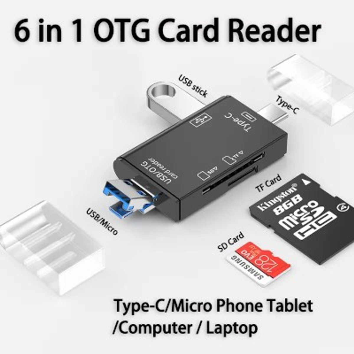 GENERICO - Lector de tarjetas  3.0 6en1 OTG