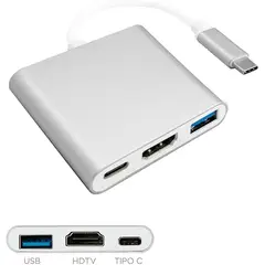 GENERICO - Adaptador Hub 3 En 1 Usb C Hdmi Para Macbook iPad Notebook