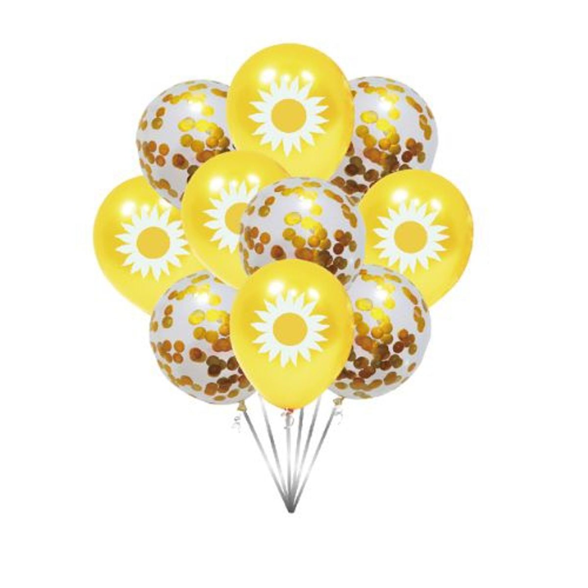 GENERICO - Globos Con Dibujo Flores Color Amarillo 10 Unidades