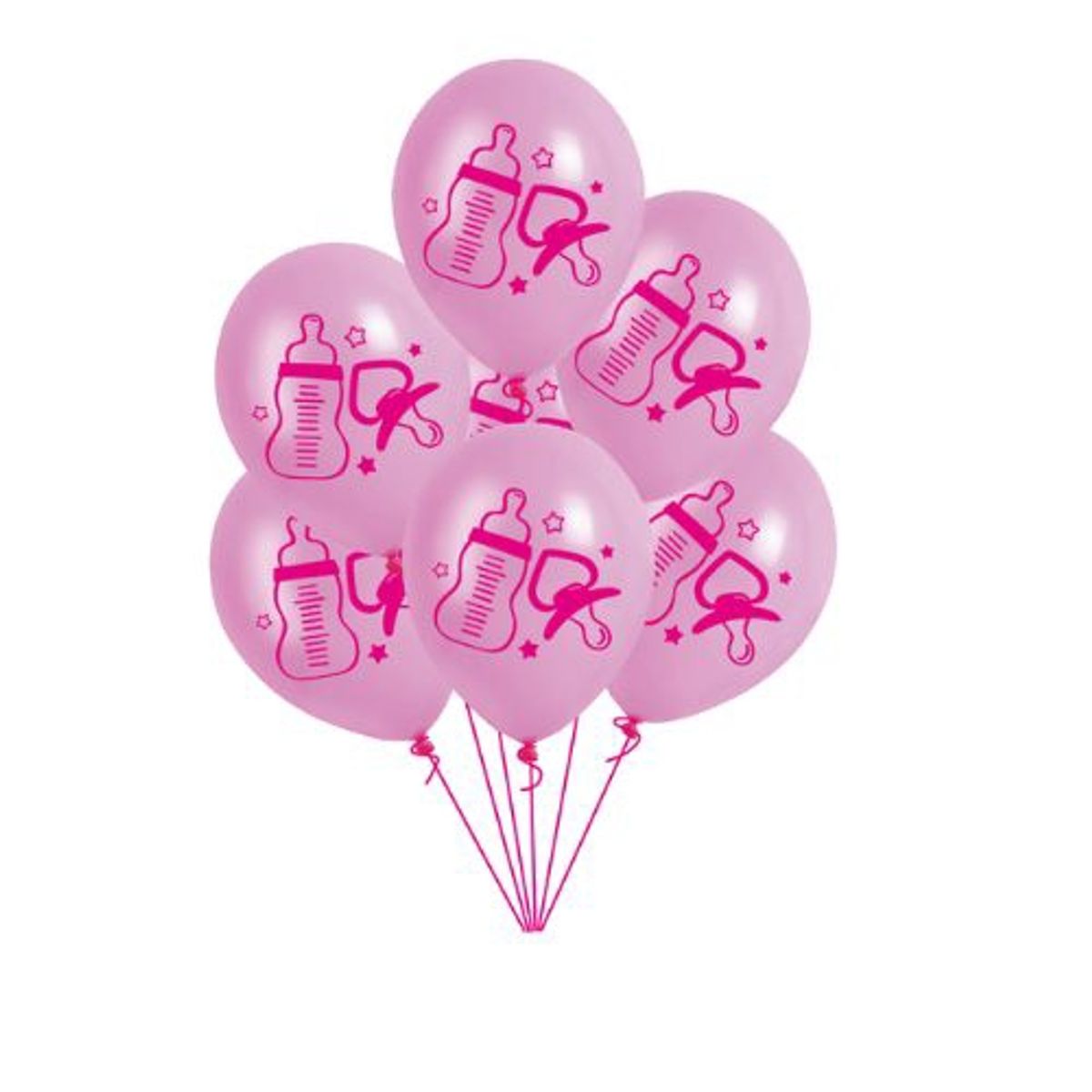 GENERICO - Globos Dibujos Teteros Color Rosa 12 Unidades