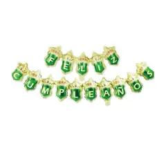 GENERICO - Globos Banderin Diseño Feliz Cumpleaños Color Verde