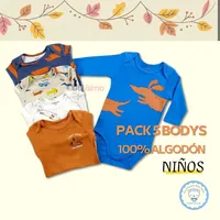 Pack 5 Bodys Niño Manga Larga Perritos Varios 100% Algodón