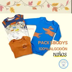 TEDMIMAK - Pack 5 Bodys Niño Manga Larga Perritos Varios 100% Algodón